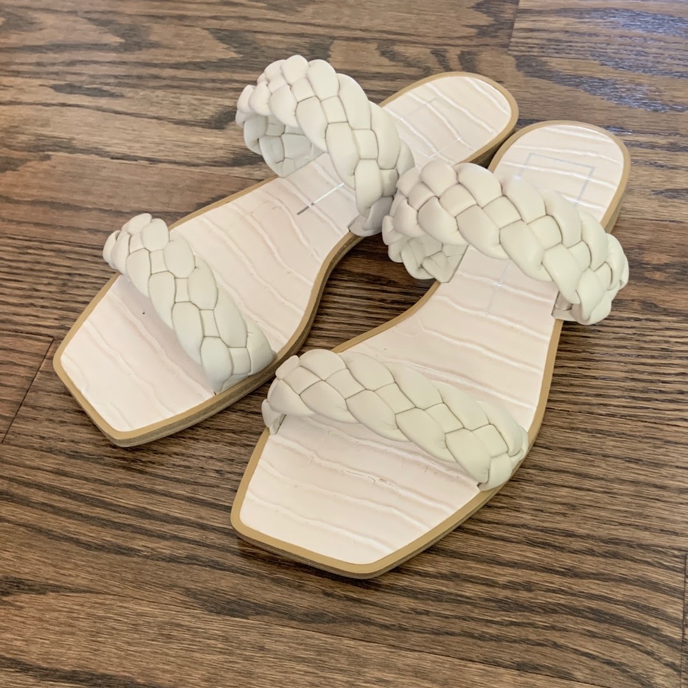 Dolce Vita Elegant Cream Braided Women's Slide Sandals